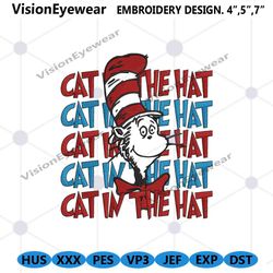 cat in the hat dr seuss machine embroidery design files, dr seuss embroidery file design, dr seuss cat in the hat embroi