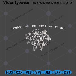 living for the hope of it all embroidery design files, living the hope machine embroidery files, christian machine embro