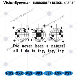 natural try try machine embroidery instant design, swiftie mirrorball embroidery digital, taylor swift embroidery files