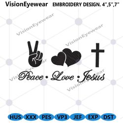 peace love jesus embroidery instant design files, jesus embroidery design download, jesus peace mbroidery design files d