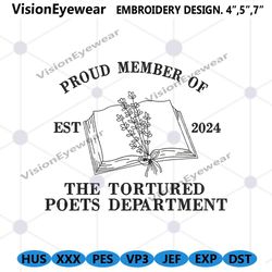proud member of the tortured teachers department embroidery instant files, tortured poets est 2024 embroidery, taylor sw