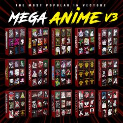 anime bundle v3: mega anime bundle- 150 high-quality designs ai, eps, png format