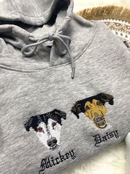 custom pet embroidery sweatshirt from photo, personalized dog embroidered sweatshirt, pet face sweatshirt, crewneck, tee