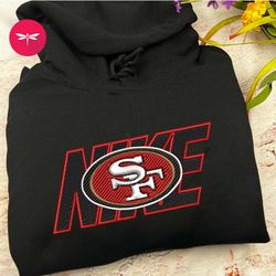 nike nfl san francisco 49ers embroidered hoodie, nike nfl embroidered sweatshirt, nfl embroidered football, nike nk23f