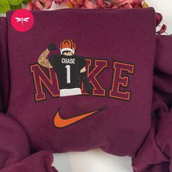 nike nfl ja'marr chase embroidered hoodie, nike nfl embroidered sweatshirt, nfl embroidered football, nike shirt nk17g