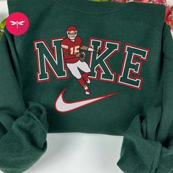 nike nfl patrick mahomes embroidered hoodie, nike nfl embroidered sweatshirt, nfl embroidered football, nike nk23g