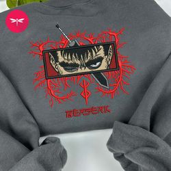 embroidered guts berserk anime sweatshirt, embroidered guts berserk anime hoodie, embroidered guts berserk anime shirt