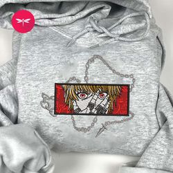 embroidered kurapika anime sweatshirt, embroidered kurapika anime hoodie, embroidered kurapika anime shirt, anime kurapi