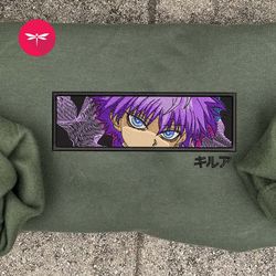 embroidered killua anime sweatshirt, embroidered killua anime hoodie, embroidered killua anime shirt, anime killua lover