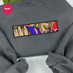 embroidered all might anime sweatshirt, embroidered all might anime hoodie, embroidered all might anime shirt, anime all