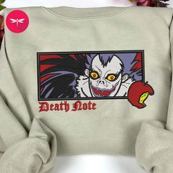 embroidered death note anime sweatshirt, embroidered death note anime hoodie, embroidered death note anime shirt, anime