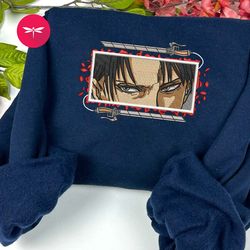 embroidered levi ackerman anime sweatshirt, embroidered levi ackerman anime hoodie, embroidered levi ackerman anime