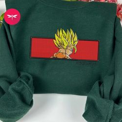 embroidered goku dbz anime sweatshirt, embroidered goku dbz anime hoodie, embroidered goku dbz anime shirt, anime goku 5