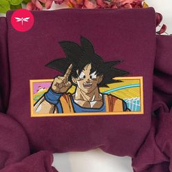 embroidered goku dragon ball anime sweatshirt, embroidered goku dragon ball anime hoodie, embroidered goku dragon ball a