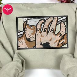 embroidered law one piece anime sweatshirt, embroidered law one piece anime hoodie, embroidered law one piece anime an12