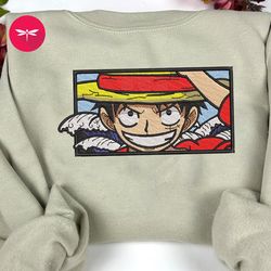embroidered law one piece anime sweatshirt, embroidered law one piece anime hoodie, embroidered law one piece anime an14