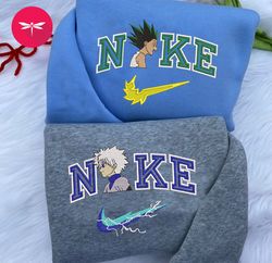 killua x gon nike embroidered sweatshirt, nike hunter x hunter crewneck embroidered, trending cartoon shirt cp39