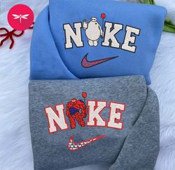 nike couple baymax embroidered sweatshirt, big hero 6 couple crewneck embroidered, disney movie nike shirt cp04