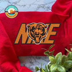 nike nfl chicago bears embroidered hoodie, nike nfl embroidered sweatshirt, nfl embroidered football, nk07f shirt