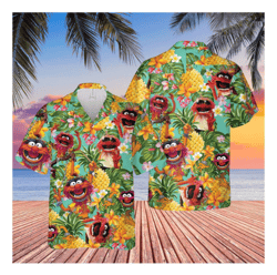 animal muppet pineapple funny summer tropical shirt, soft shirt, 3d aloha shirt, summer beach