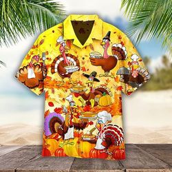 chef turkey men's short sleeve shirt, funny tropical shirt, vintage shirt, 3d shirt