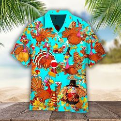 chef turkey men's short sleeve shirt, funny tropical shirt, vintage shirt, 3d shirt retro