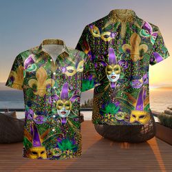 happy mardi gras unisex short sleeve shirts, soft tropical 3d shirt, hawaii shirt for men and women