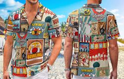 bowling retro shirts, funny bowling shirts for men button down, short sleeve shirts for bowlers