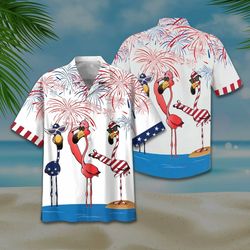 4th of july flamingo tropical shirt summer beach flamingo aloha shirt