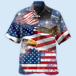 4th of july short sleeve shirt america 4th of july america eagle freedom aloha button up shirt