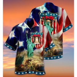 4th of july short sleeve shirt america happy day freedom america aloha button up shirt