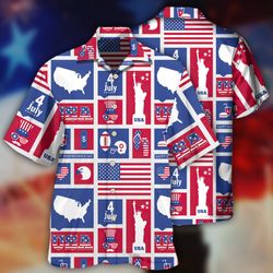 4th of july short sleeve shirt america independence day happy america aloha button up shirt