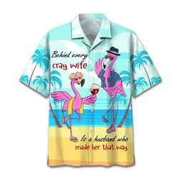 husband and wife flamingo tropical shirt summer beach flamingo aloha shirt