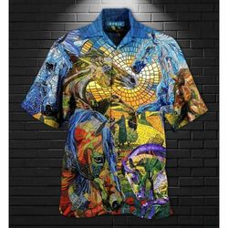 abstract horse all over printed hawaiian shirt