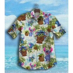 baby yoda stitch lilo hawaiian shirt