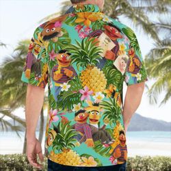 bert and ernie muppets tropical hawaiian shirt