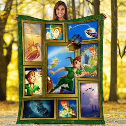 peter pan fleece blanket  tinker bell peter pan never grow up blanket  captain hook magic kingdom throw blanket for couc