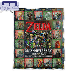 the legend of zelda 38th anniversary 1986 - 2024 thank you for the memories fleece blanket