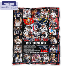 tom brady 23 years 2000 - 2023 thank you for the memories quilt, fleece blanket, sherpa fleece blanket