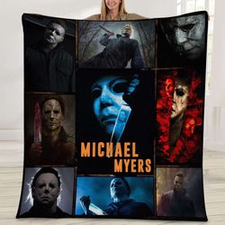 halloween michael myers quilt, michael myers horror quilt, scary movie quilt, halloween michael quilt, king size quilt,