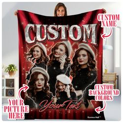 customizable photo blanket collage, insert your photo, custom fleece blanket, personalized gift for families, custom bla