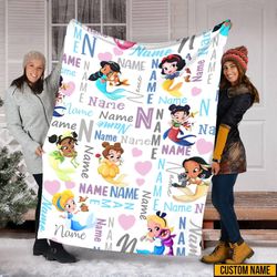 personalized princess baby fleece blanket christmas, belle princess blanket, baby 1st christmas gift, throw blanket for