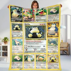 snorlax trading collection card fleece blanket  pokeball snorlax blanket  japanese anime throw blanket for bed couch sof