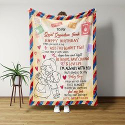 to my great grandson blanket, grandson blanket, happy birthday blanket, custom name blanket, baby boys blanket, birthday