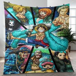 luffy strawhat one piece anime sherpa fleece quilt blanket