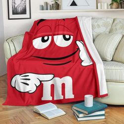 red m&m sherpa fleece quilt blanket