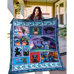 stitch and toothless quilt sherpa fleece quilt blanket