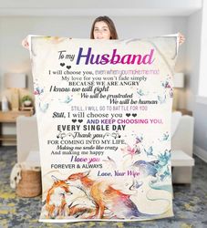 custom fox to my husband fleece sherpa blanket husband birthday gift christmas blanket husband blanket anniversary blank