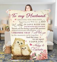 custom owl to my husband fleece sherpa blanket for husband birthday gift christmas blanket husband blanket anniversary b