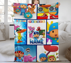 pocoyo personalized blanket, pocoyo birthday blanket, custom blanket anniversary, pocoyo blanket